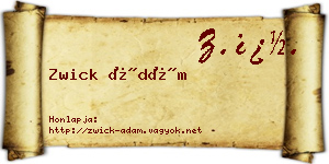 Zwick Ádám névjegykártya